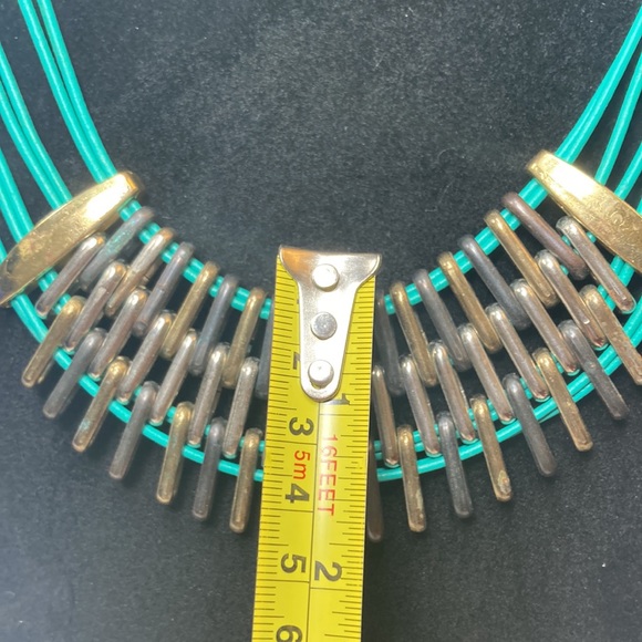 Turquoise Green and Mixed Metal Color Multi Strand Necklace - Picture 8 of 16